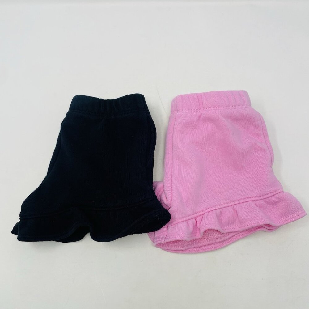 Epic Threads Toddler Girls 2T 2 Piece Ruffled Terry‎ Cloth Shorts Black/Pink 288